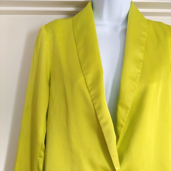 Show Me Your MuMu Felix Blazer Lime Luxe Satin Button Oversized Sz XS - Picture 3 of 14